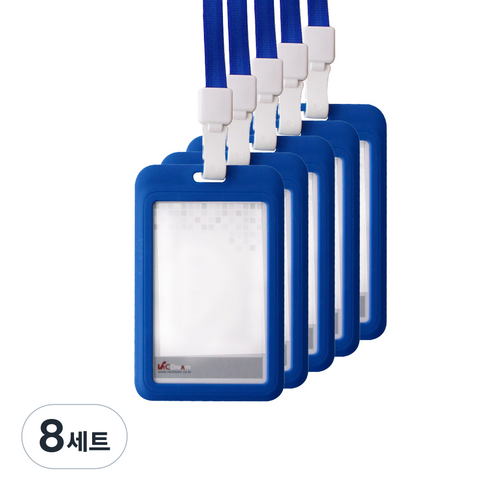 빅드림 밀키 ID 명찰 세로 끈추가 VIC-6634 5p, 블루, 8세트