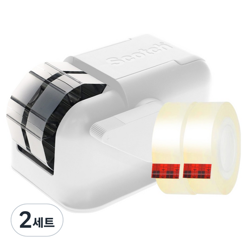 스카치 컴팩트 원터치 디스펜서 + 다용도 플러스 리필 12mm x 15m 2p 세트, 화이트(디스펜서), 2세트