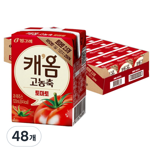 따옴 빙그레 캐옴 고농축 토마토, 120ml, 48개