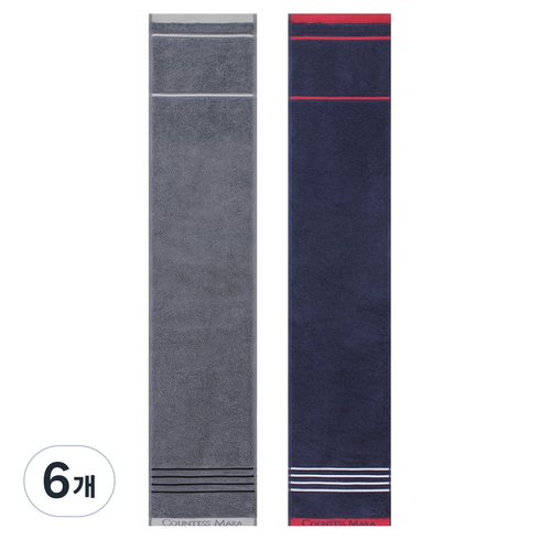 송월타월 카운테스마라 포라인 스포츠20 타월 20 x 100 cm, 그레이 + 네이비, 6개