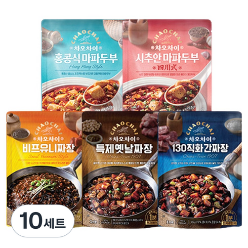 차오차이 짜장 마파두부 체험팩 5종 세트, 900g, 10세트