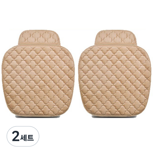 인더카 퍼즐 극세사 차량용 1열 보온방석 세트, 베이지, 2세트