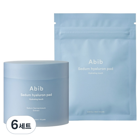 아비브 수분초 히알루론 패드 하이드레이팅 터치 165ml 75p + 10p 세트, 6세트