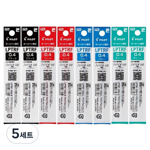 파이롯트 쥬스업 3/4 다색볼펜 리필심 0.4mm 4종 x 2p세트, 블랙, 블루, 레드, 그린, 5세트