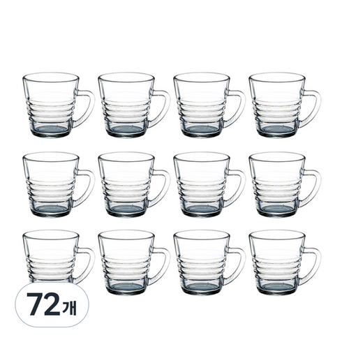 글라스락 내열강화유리 믹스커피컵 220ml, 투명, 72개