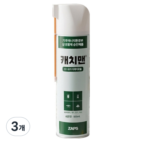 잡스 캐치맨 울트라 에어로솔 살충제, 3개, 500ml