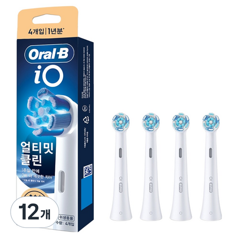 오랄비 정품 iO 얼티밋 클린 화이트 전동칫솔 리필모, 오랄-비, 12개