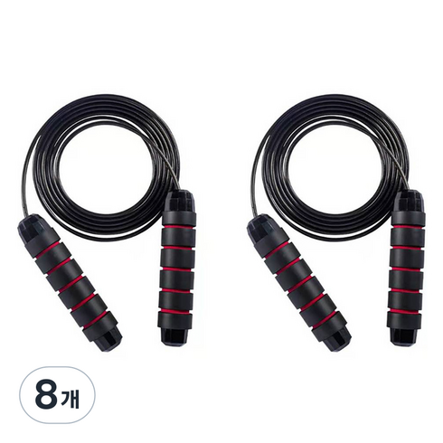 헬씨닷 논슬립 손잡이 와이어 줄넘기, 레드, 8개