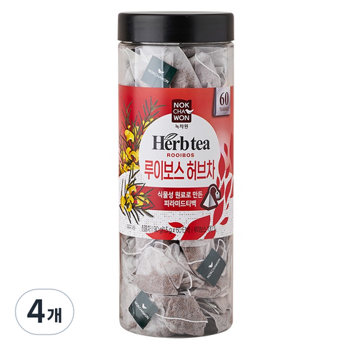녹차원 루이보스 허브차, 1.5g, 60개입, 4개