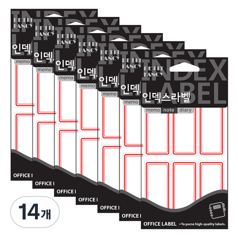 쁘띠팬시 인덱스 견출지 20-219R, 14개, 18개입, 빨간색