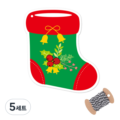 크리스마스 양말 포인세티아 포장 빅택 대 50p + 블랙끈 10m, 혼합색상, 5세트