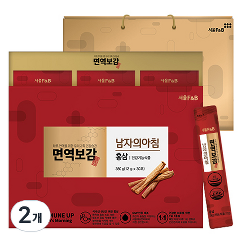 서울에프엔비 면역보감 남자의아침 홍삼 30p + 쇼핑백, 360g, 2개