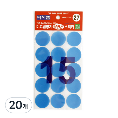 터치엠 미끄럼방지 실리콘 스티커 15p, 20개, 투명