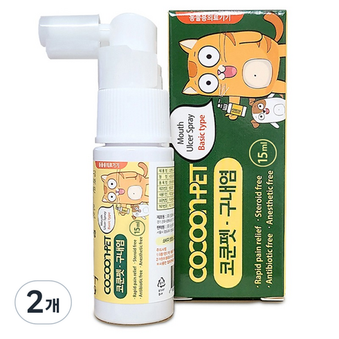 코쿤펫 반려동물 구내염 의료기 스프레이 베이직 타입, 15ml, 2개