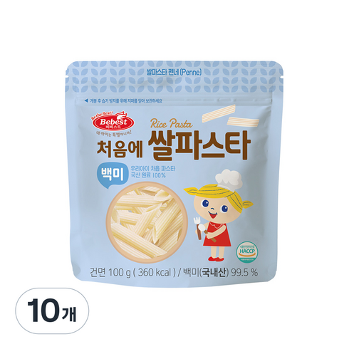 베베스트 처음에 쌀파스타 백미, 100g, 10개