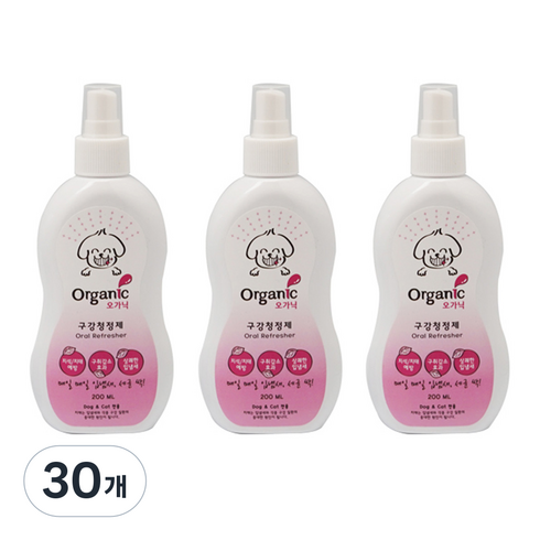 인터펫코리아 오가닉 애견용 구강청결제, 200ml, 30개