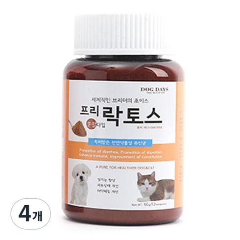 도그데이즈 반려동물 분말 영양제, 60g, 장건강/유산균, 4개