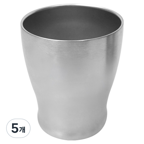 월드크린 스텐 304 캠핑 라인 이중 컵 320ml, 실버, 5개