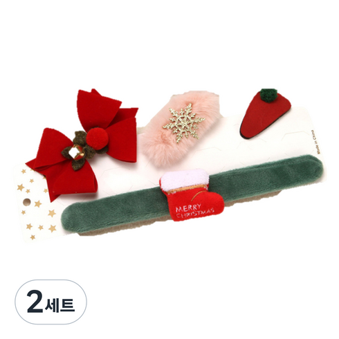 블랙트리 크리스마스 소품 헤어핀 팔찌 세트, 양말, 2세트