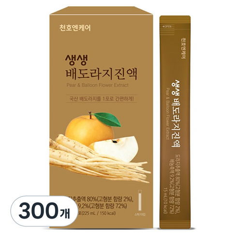 천호엔케어 약도라지 생 도라지와 배 생생 배도라지진액, 15ml, 300개