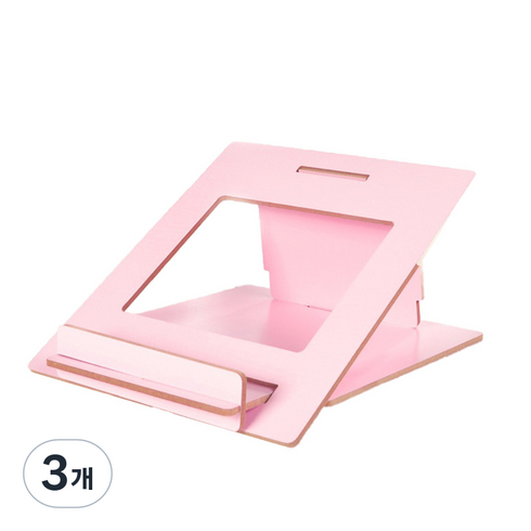 오제 노트북 목조 거치대, 핑크, 3개