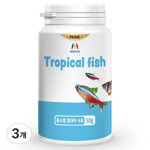 아쿠아플러스 프라임 중소형 열대어사료, 50g, 3개