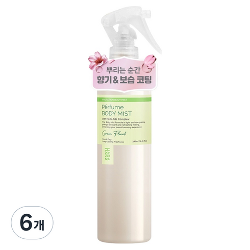 하라즈 퍼퓸 바디미스트 그린플로럴향, 6개, 250ml