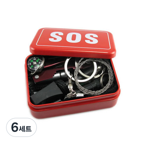 SOS 재난박스 안전용품, 레드, 6세트