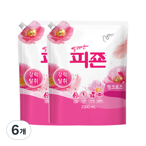 피죤 레귤러 섬유유연제 핑크로즈 리필, 2.3L, 1개입, 6개