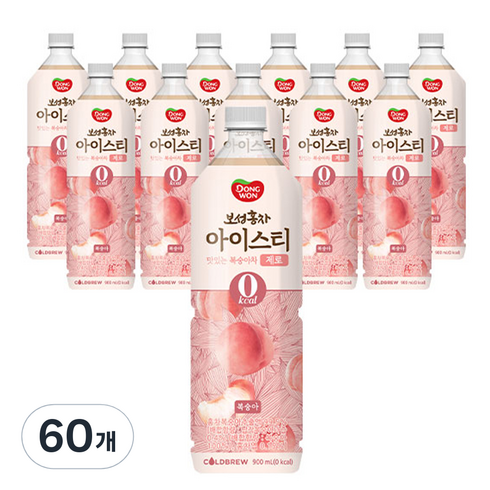 동원보성홍차 아이스티 제로 복숭아차, 900ml, 60개