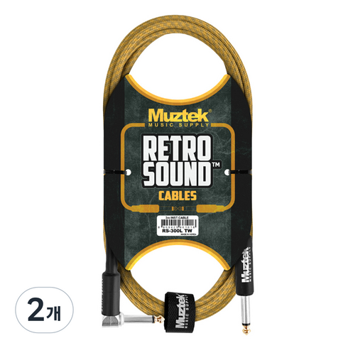 뮤즈텍 레트로 사운드 기타케이블 앵글형 RS-300L TW, 2개, 3m