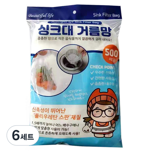 블루무역 배수구 거름망, 500개입, 6세트