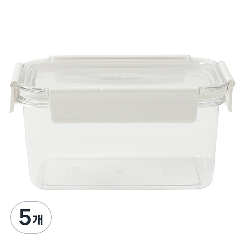 JAJU 클리어 밀폐용기 1300ml, 단품, 5개