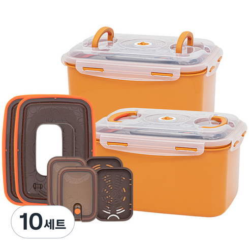 이지앤프리 황토누름독 스마트 김치통 2p + 2in1 누름이 2p 세트, 10L, 10세트