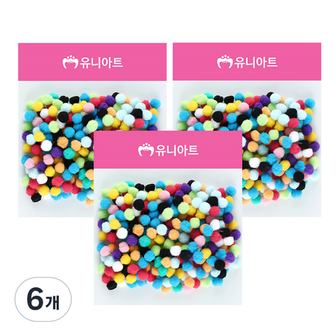 유니아트 퐁퐁 20mm, 혼합색상, 6개