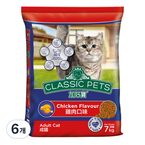 클래식펫츠 어덜트 고양이 클래식 건식사료, 닭, 7kg, 6개