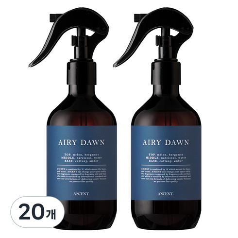 에이센트 드레스 퍼퓸 탈취제 에어리던 본품, 250ml, 20개