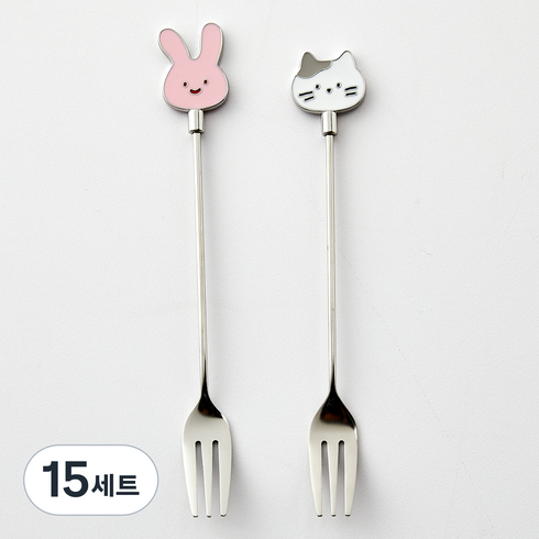 버터 샵 큐티뽀짝 티포크 밀크캣 + 스크래빗 세트, SILVER, 15세트