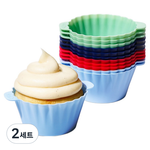 옥소 실리콘 베이킹 컵 4종 x 3p 세트, 민트, 인디고, 레드, 하늘색, 2세트