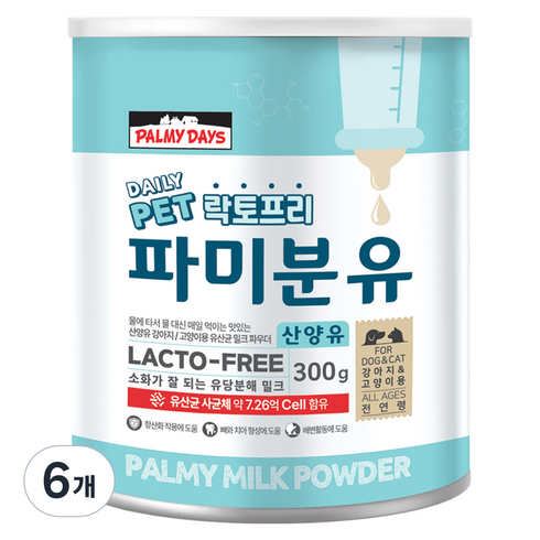 파미데이즈 강아지 고양이 파미분유, 산양, 300g, 6개