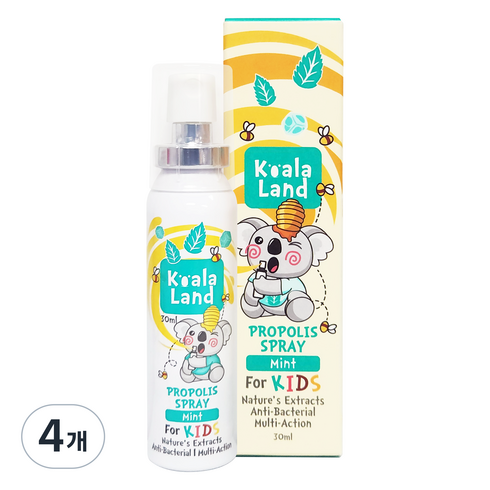 코알라랜드 어린이용 수용성 프로폴리스 스프레이 민트맛, 4개, 30ml