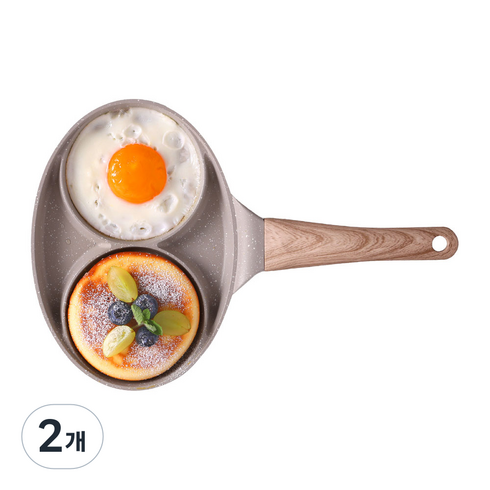 쿠킨 키친플라워 인덕션 겸용 쿠킨 모닝와이드 2구 에그팬, 16cm, 2개