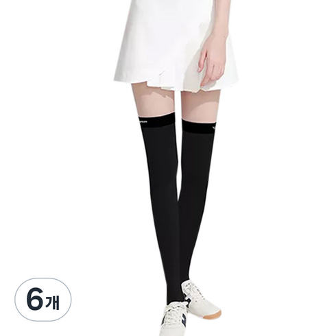 무봉제 골프 스포츠 스타킹 긴타입, 블랙, 6개