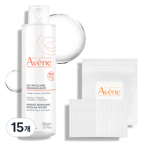 아벤느 미셀라 약산성 클렌징 워터 + 화장솜 20매입 세트, 15개, 200ml