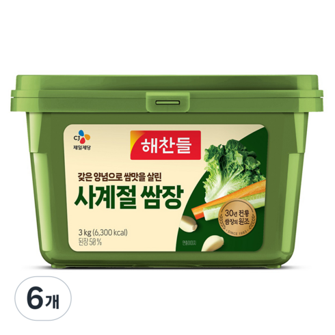 해찬들 사계절 쌈장, 3kg, 6개