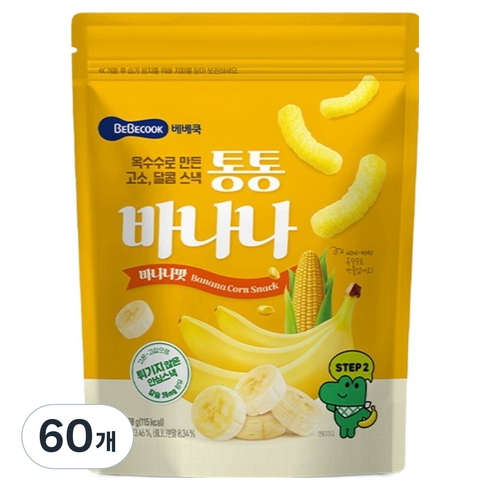 베베쿡 통통바나나 과자, 바나나맛, 30g, 60개
