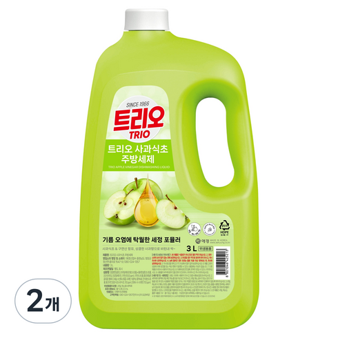 트리오 사과식초 주방세제, 3L, 2개
