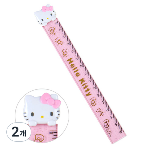 아오이마켓 산리오 헬로키티 마스코트 슬림 자 15cm, 2개, 혼합색상