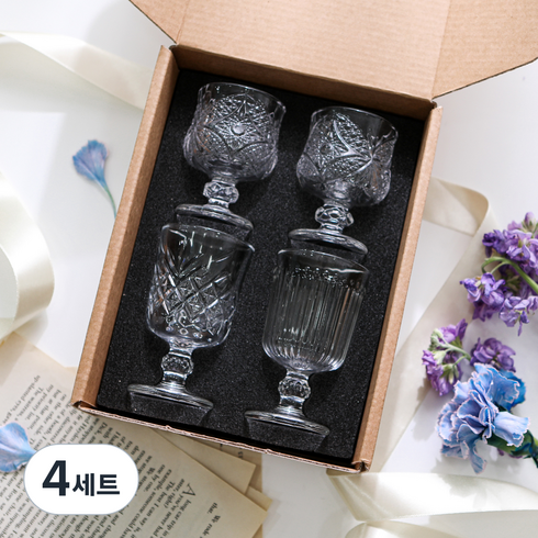 이우아여사 로맨틱데이 고블렛 소주잔 연말 선물세트, 4세트