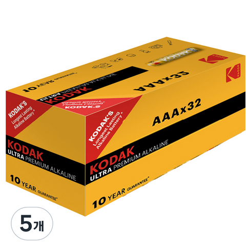 코닥 ULTRA PREMIUM 알카라인 AAA 건전지, 32개입, 5개